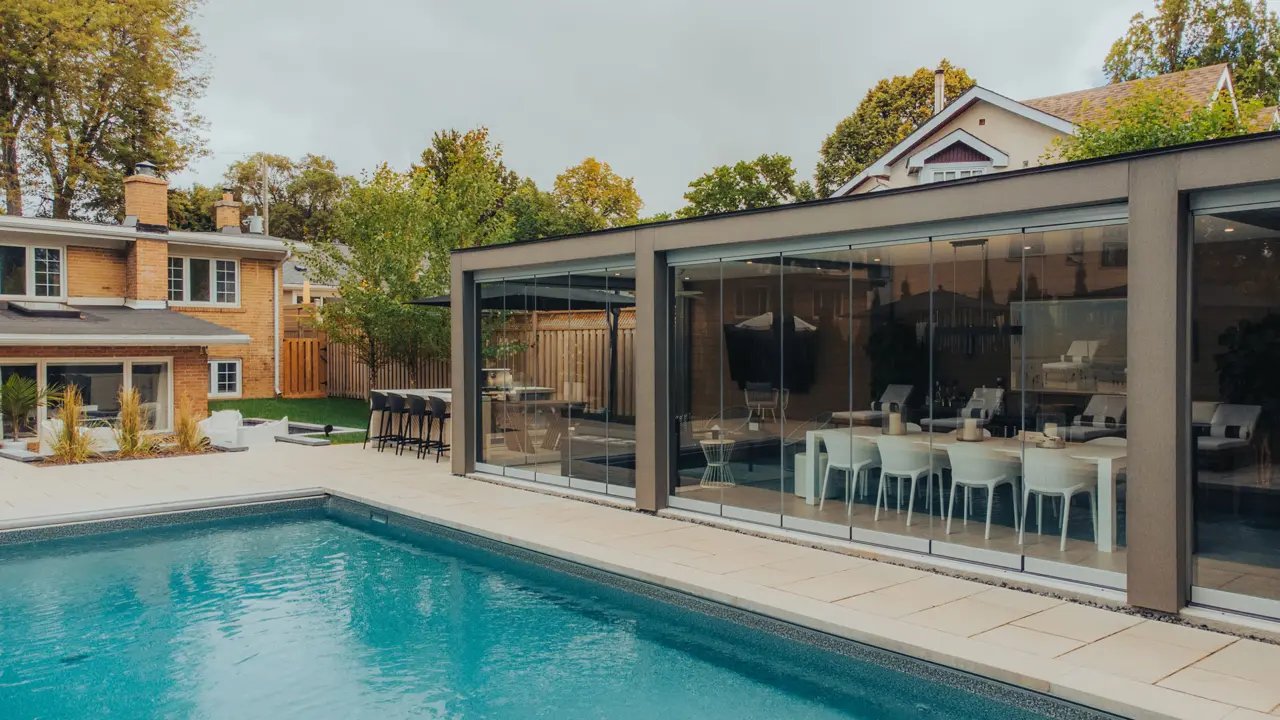 Pool side Gazebo with Glass Walls