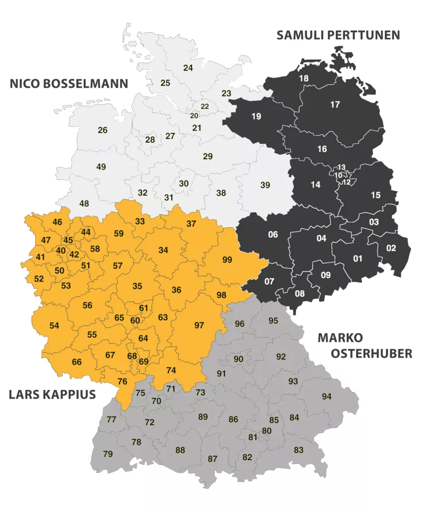 PLZ Gebiete der Vertriebler in Deutschland
