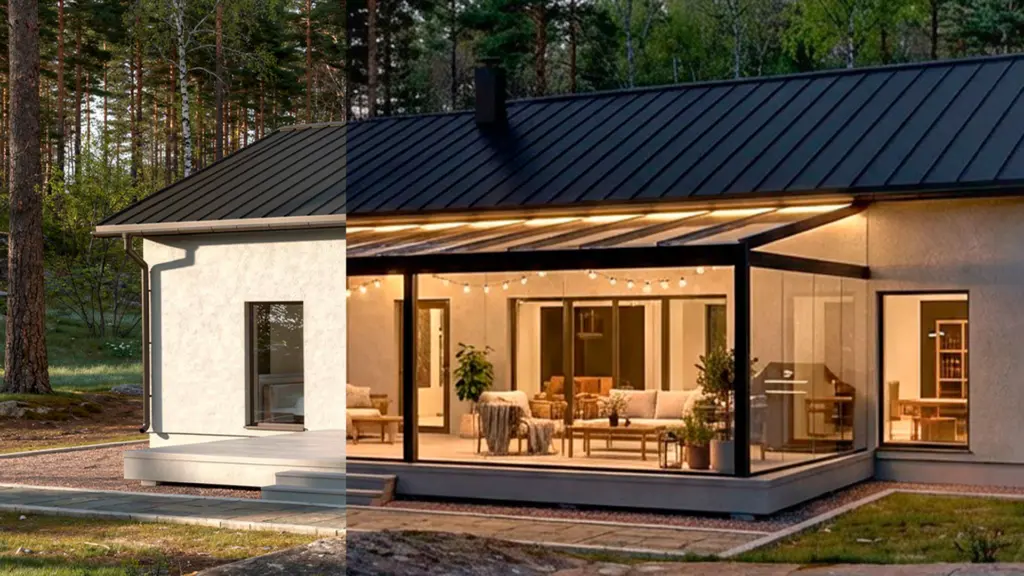 Lumon terassiLumonizer visualisoi, miltä lasitettu terassi näyttäisi kodissasi